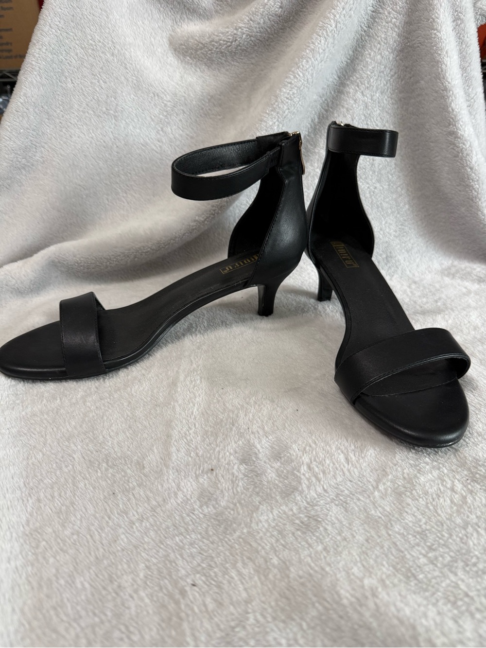 Classic Black Ankle-Strap Kitten Heel Sandals